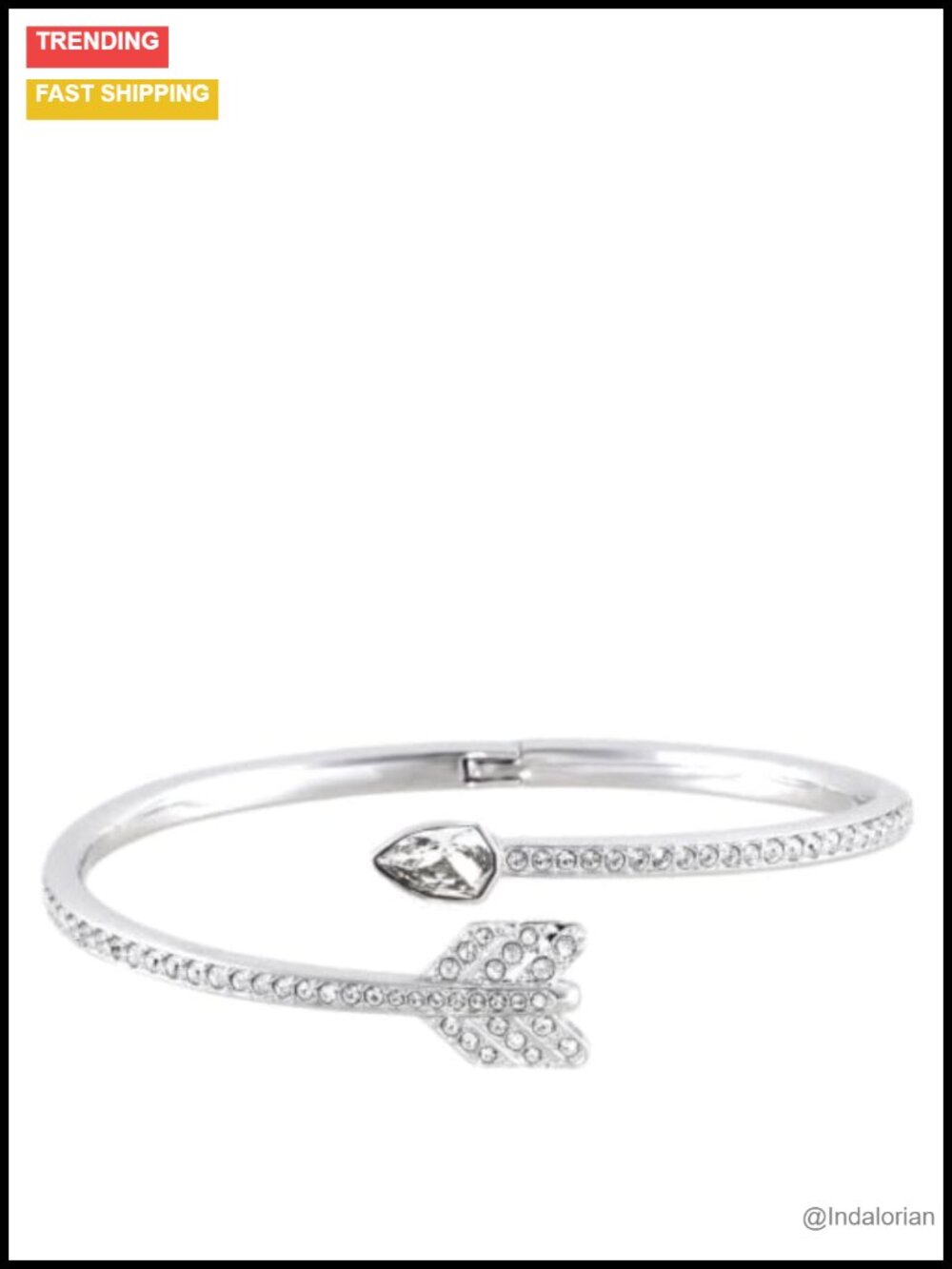 Swarovski Crystal Bangle Bracelet Pavé Silver Fold Over Clasp